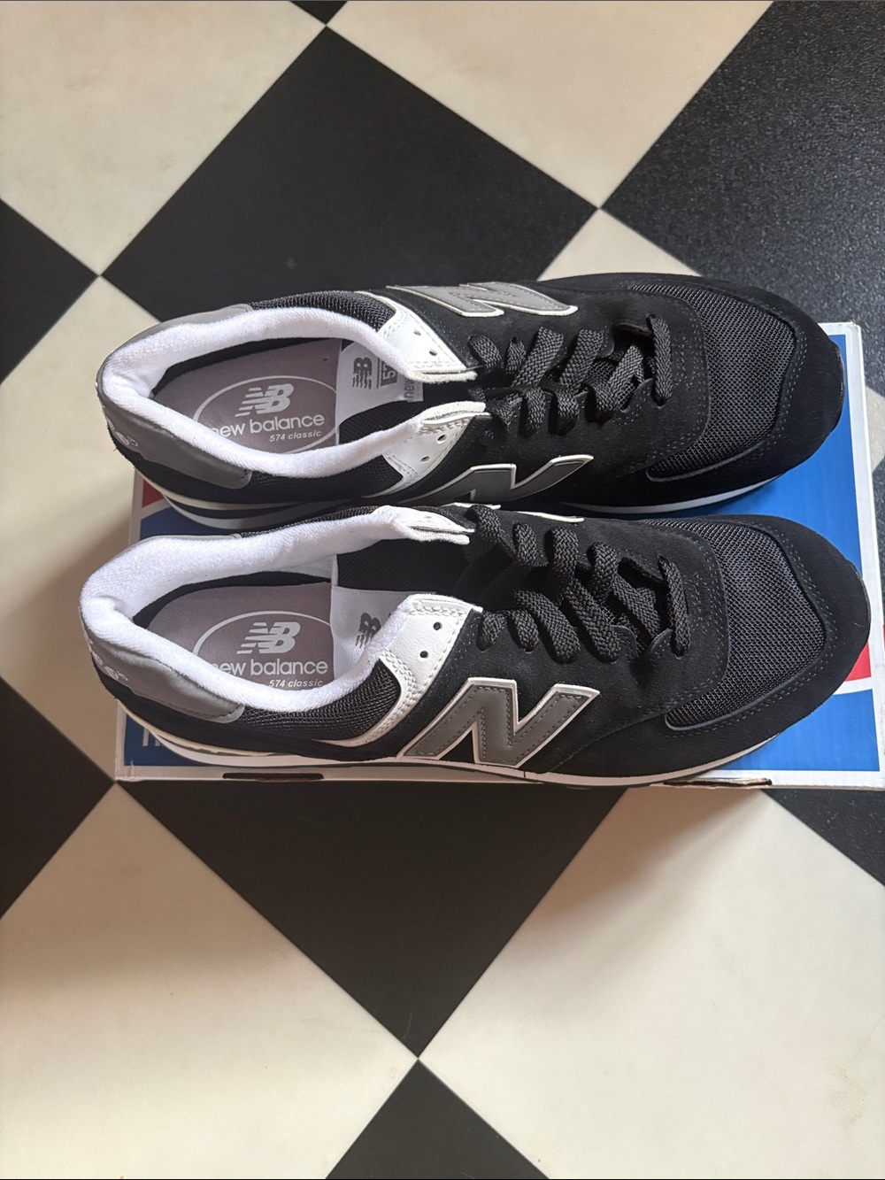 New Balance 574 Black Suede Mesh & Reflective Gray-Size 10 1/2 Rare-NIB - Picture 2 of 8
